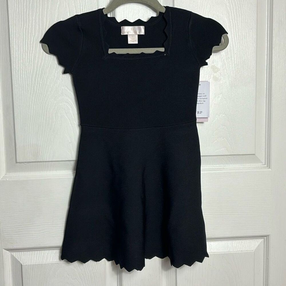 NWT New Rachel Parcerll Black scallop dress fit and flare skate dress sz 6 girl
